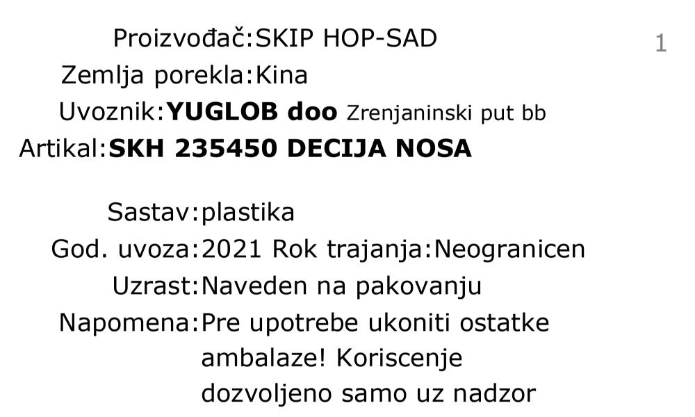 Skip Hop noša 235450 deklaracija